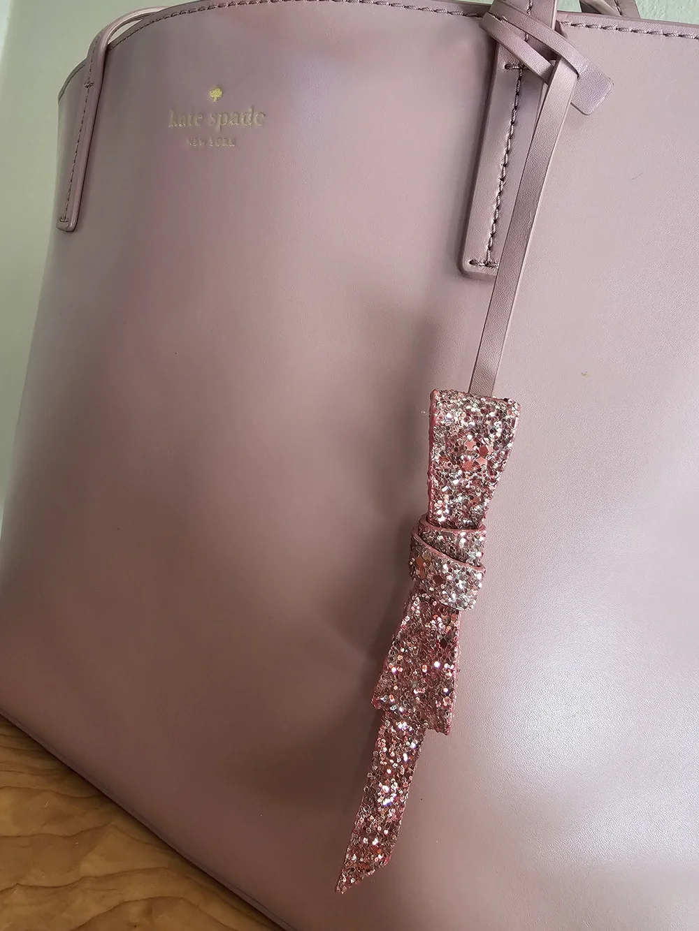 Kate Spade Dusty Rose Leather Tote with Bow Charm - Picture 4 of 8